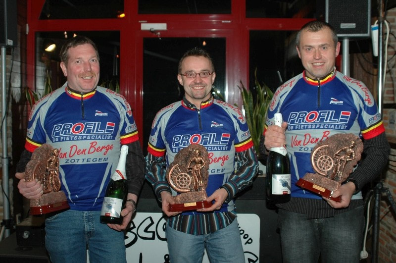 Duo C-kampioenen (Dirk en Luc Diependaele) met Kurt Van den Berge (A-B-ploeg)